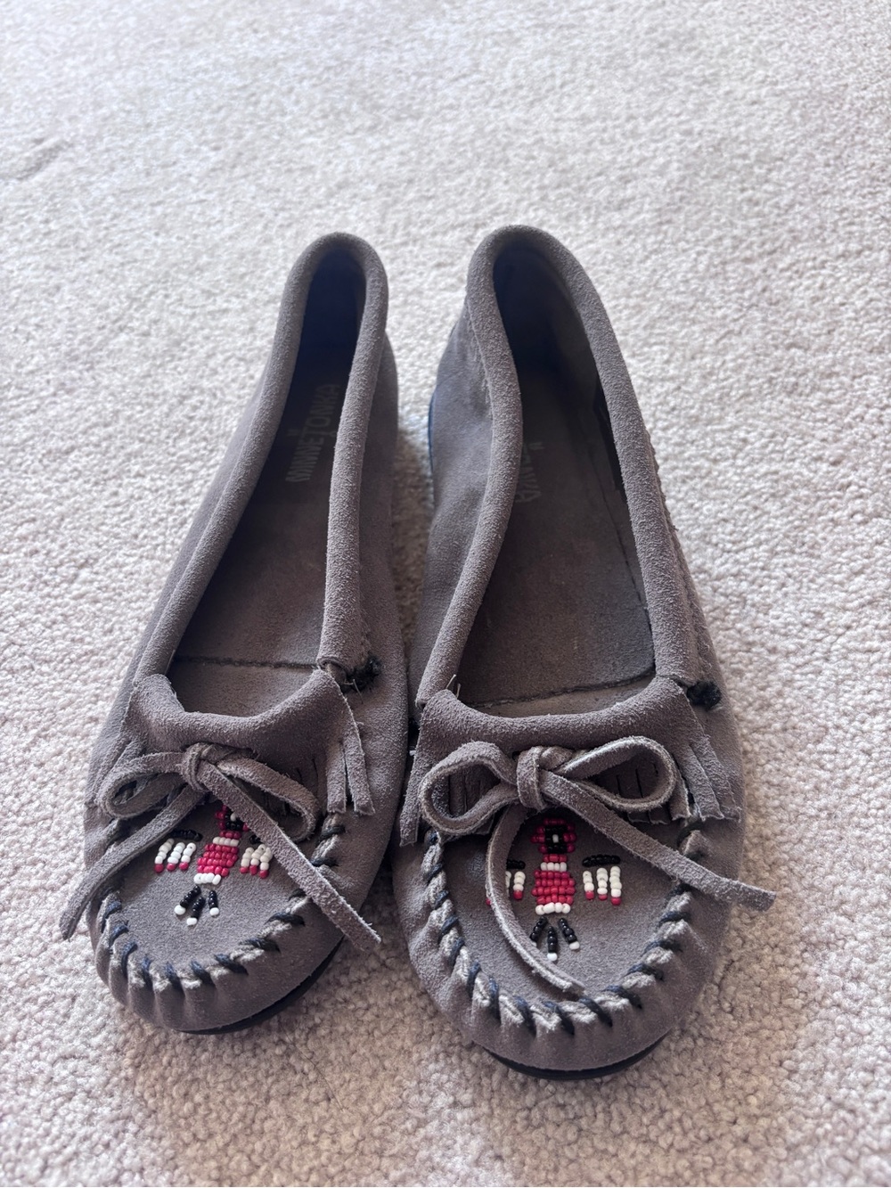 Minnetonka Beaded Suede Moccasins
